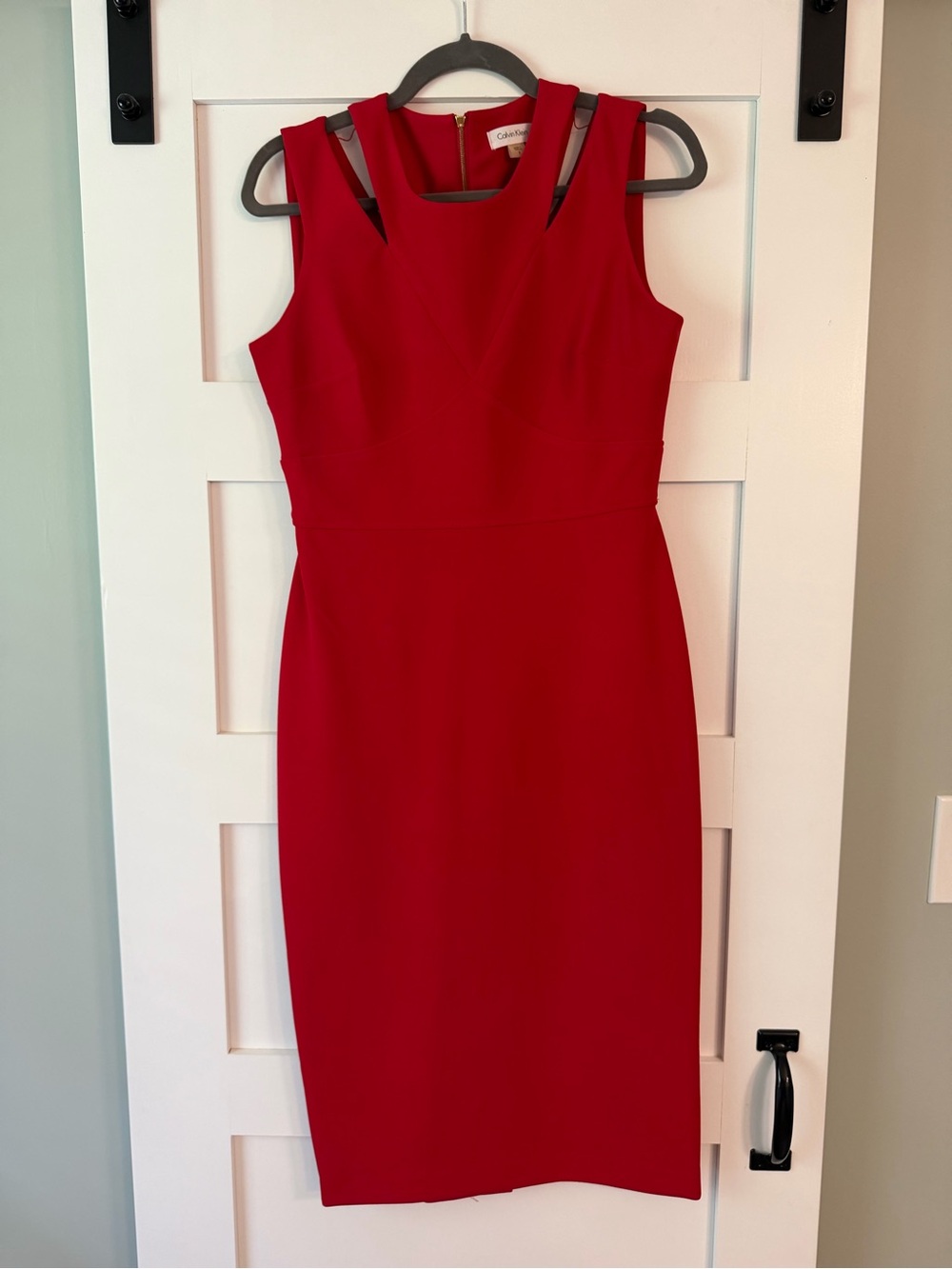 Calvin Klein Scarlet Cutout Midi Sheath Dress
